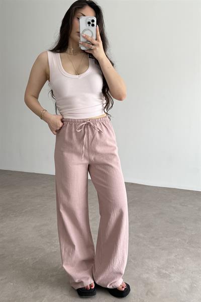 Natural Pamuk Dokuma Pantolon Gül Kurusu 