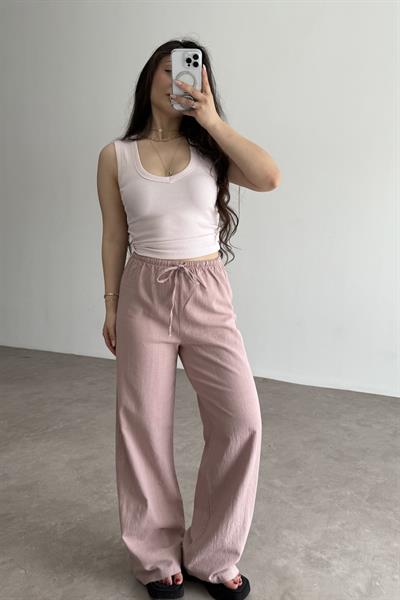 Natural Pamuk Dokuma Pantolon Gül Kurusu 