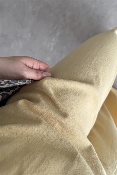 Natural Pamuk Dokuma Pantolon Koyu Sarı 