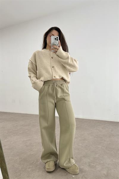 Nervür Detaylı Çağla Şardonlu Eşofman Altı