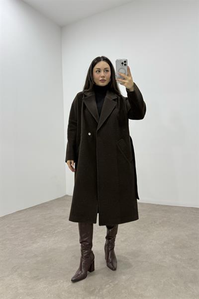 NtWork Orijinal Yün Kaşe Kahve Kaban