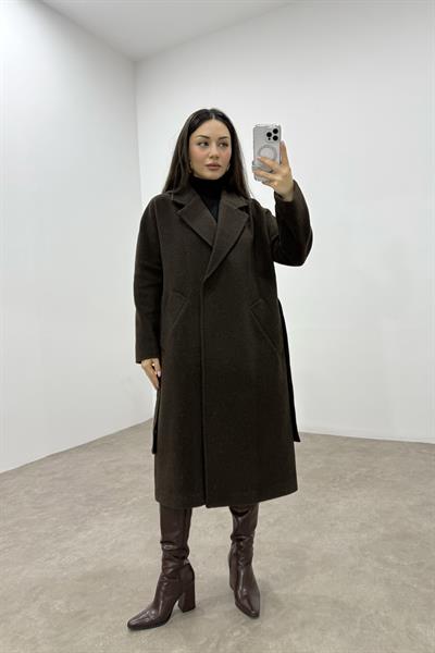 NtWork Orijinal Yün Kaşe Kahve Kaban