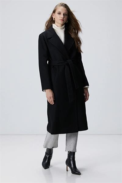 NtWork Orijinal Yün Kaşe Siyah Kaban