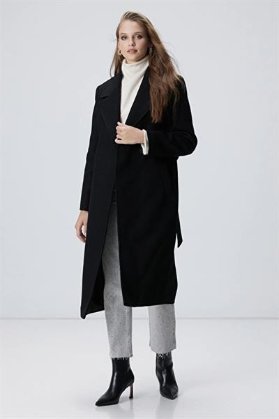 NtWork Orijinal Yün Kaşe Siyah Kaban