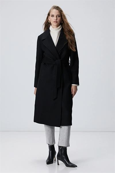 NtWork Orijinal Yün Kaşe Siyah Kaban