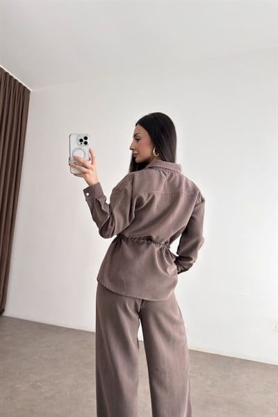 Ntwrk Orijinal Modal Tensel Kahverengi Pantolon Takım
