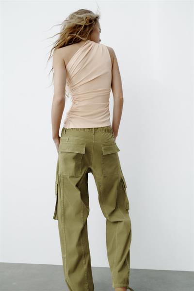 Orijinal Marka Asimetrik Drapeli Bluz