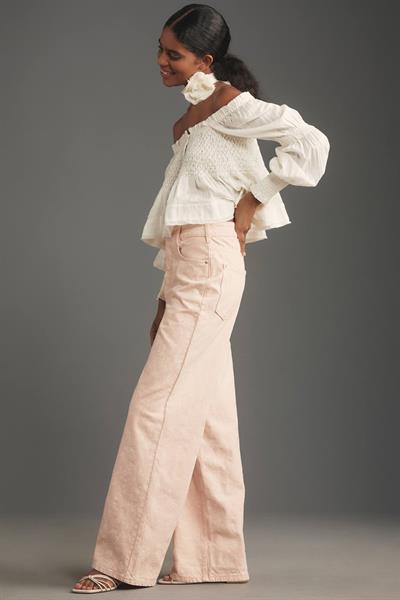 Orijinal Marka Çiçek Desenli Soft Pembe Jean