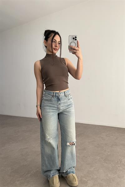 Orijinal Marka Eskitme Detaylı Vintage  Mavi Jean