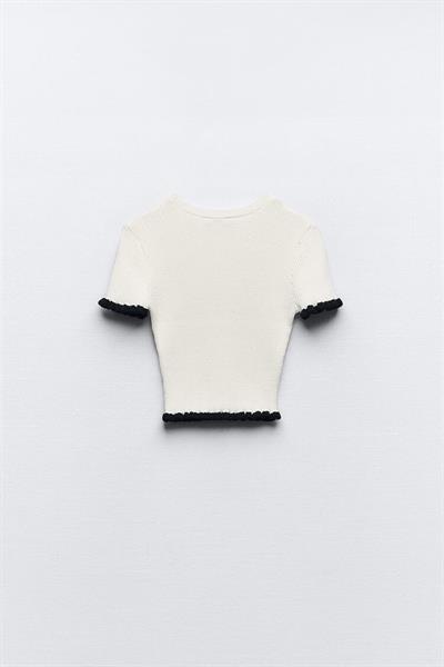 Orijinal Marka Fırfırlı Ekru Triko