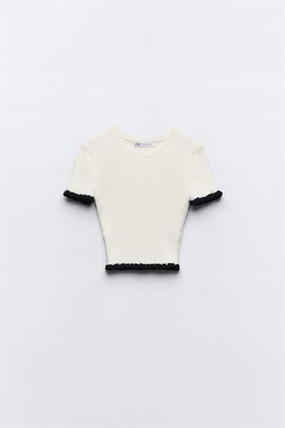 Orijinal Marka Fırfırlı Ekru Triko