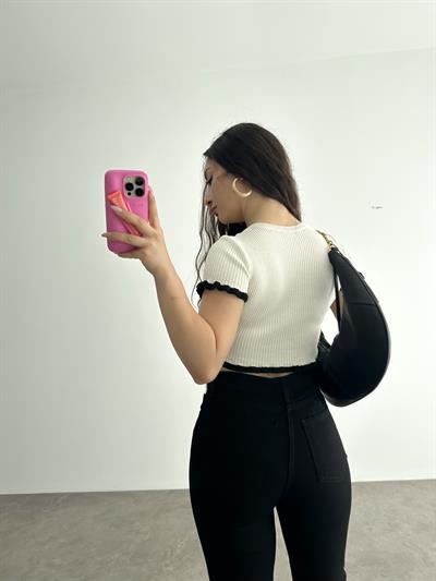 Orijinal Marka Fırfırlı Ekru Triko