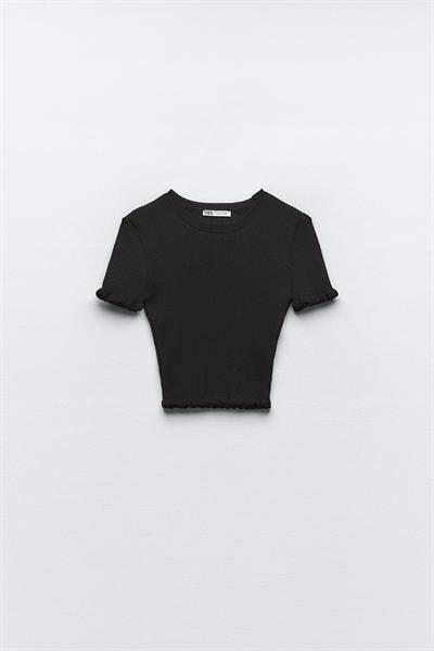 Orijinal Marka Fırfırlı Siyah Triko