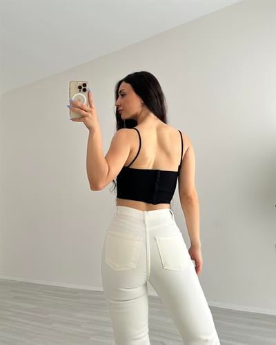 Orijinal Kalp Yaka Siyah Korse Top