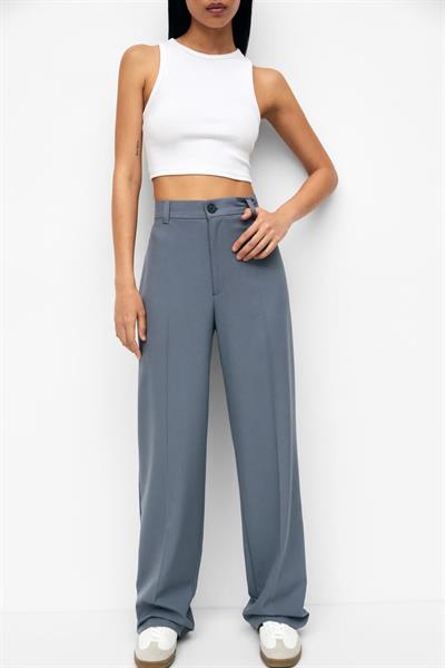 Orijinal Marka Klasik Straight Fit Pantolon Mavi-Gri