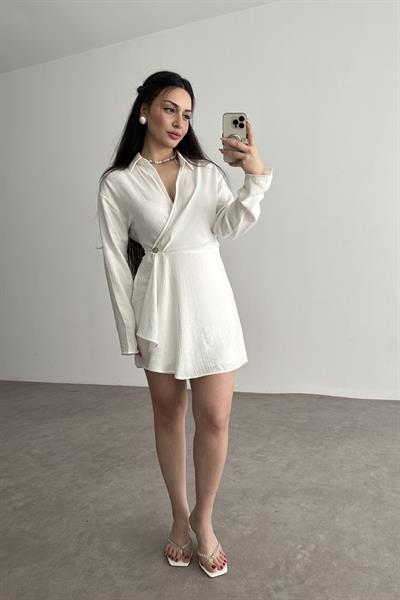 Orijinal Marka Kruvaze Beyaz Elbise