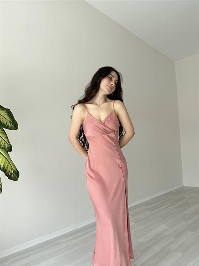 Orijinal Marka Kruvaze Yaka Kamisol Elbise