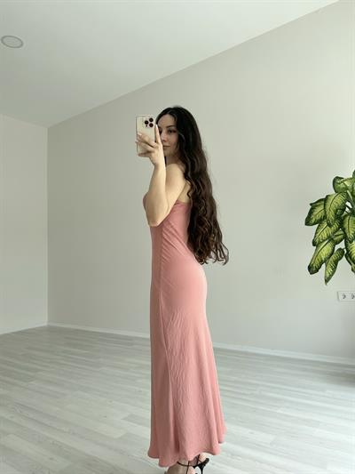 Orijinal Marka Kruvaze Yaka Kamisol Elbise