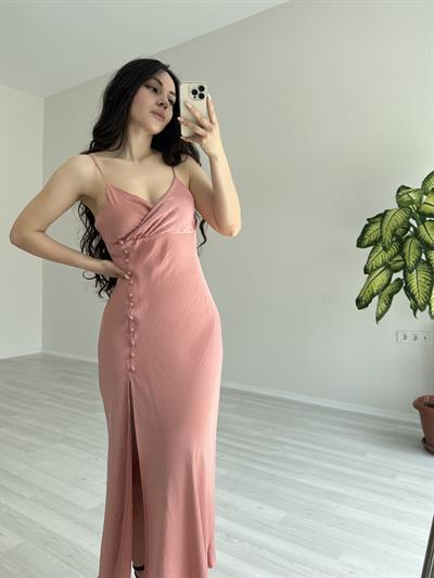 Orijinal Marka Kruvaze Yaka Kamisol Elbise