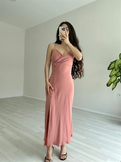 Orijinal Marka Kruvaze Yaka Kamisol Elbise