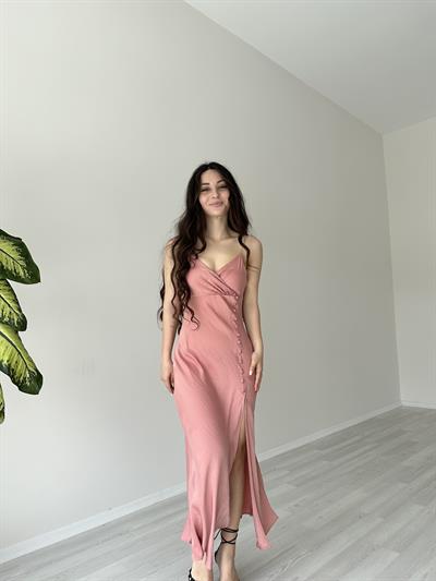 Orijinal Marka Kruvaze Yaka Kamisol Elbise