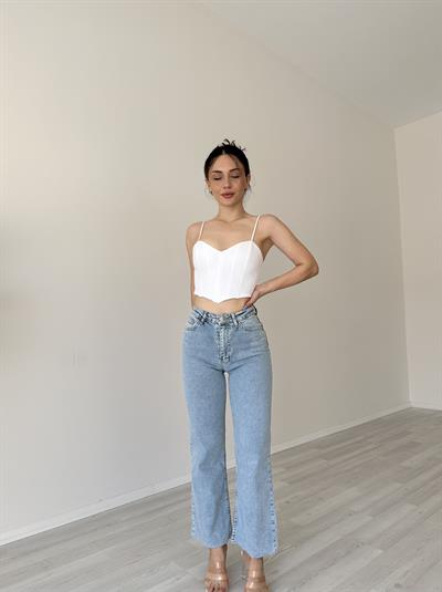 Orijinal Marka Orijinal Kalp Yaka Beyaz Korse Top