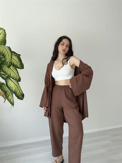 Orijinal Marka Premium Keten Kimono Takım