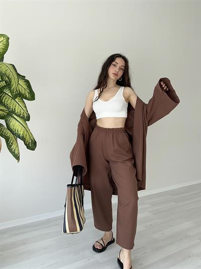 Orijinal Marka Premium Keten Kimono Takım