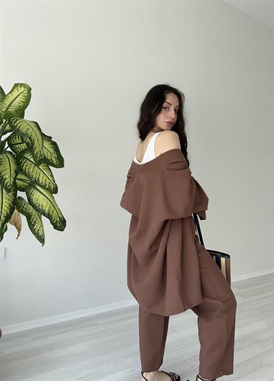 Orijinal Marka Premium Keten Kimono Takım