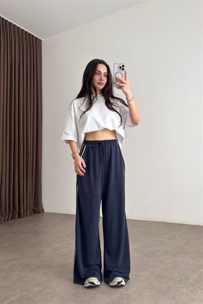 Oys. Modal Çizgili Lacivert Eşofman Altı