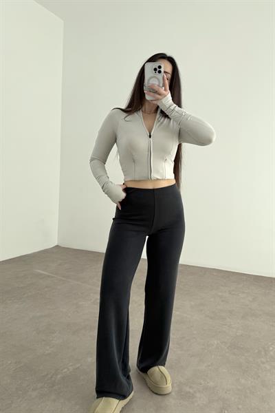 Oys. Modal Likralı Yüksek Belli Antrasit Spor Pantolonu