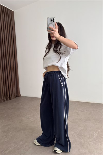 Oys. Modal Çizgili Lacivert Eşofman Altı