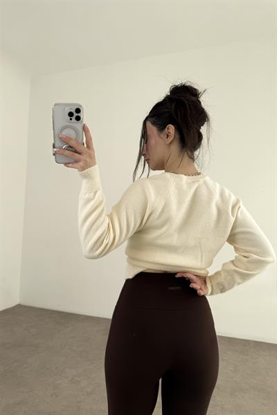 Oys. Toparlayıcı Kahve Düz Kesim Tayt Pantolon