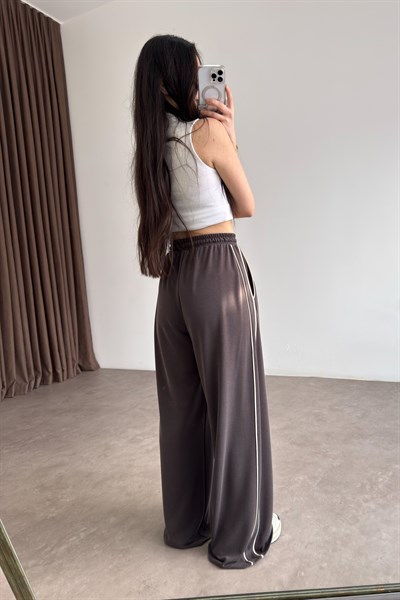 Oys. Modal Çizgili Kahve Eşofman Altı