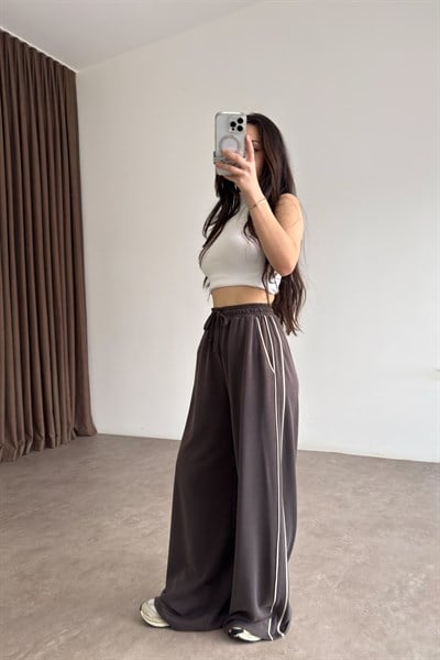 Oys. Modal Çizgili Kahve Eşofman Altı