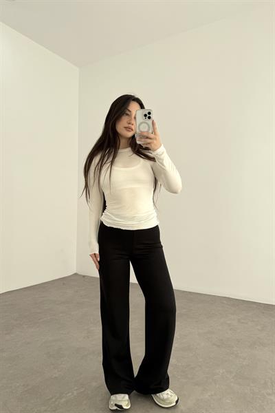 Oys. Modal Likralı Yüksek Belli Siyah Spor Pantolonu