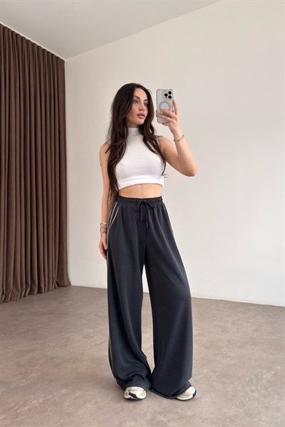 Oys. Modal Çizgili Antrasit Eşofman Altı