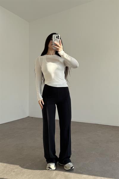 Oys. Modal Likralı Yüksek Belli Nervürlü Antrasit Spor Pantolonu