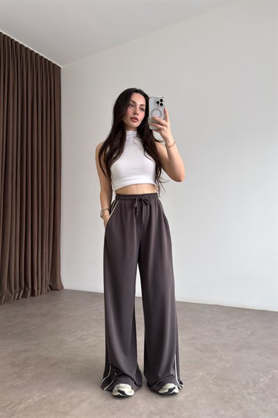 Oys. Modal Çizgili Kahve Eşofman Altı