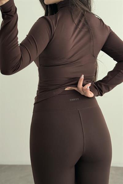 Oys. Modal İçi Pamuk Şardonlu Skinny Kahve Tayt