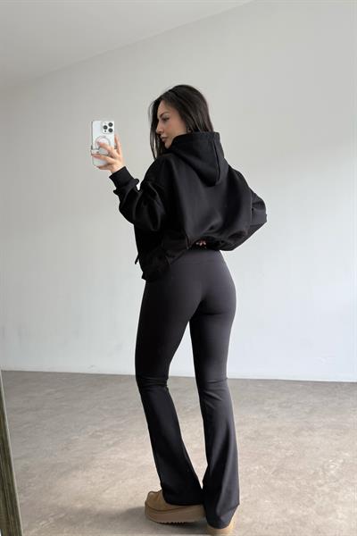 Oys Modal Flare Toparlayıcı Siyah Tayt