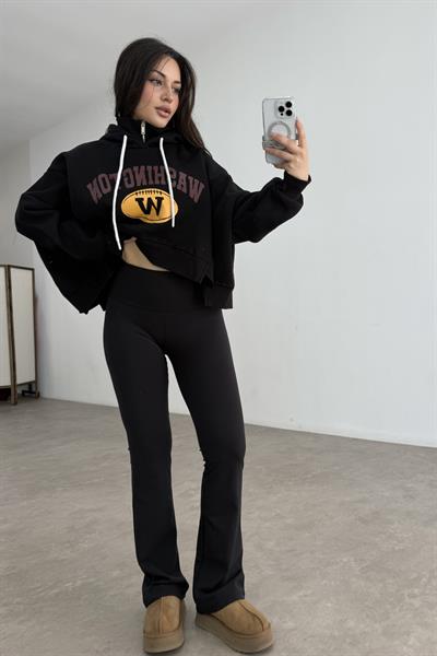 Oys Modal Flare Toparlayıcı Siyah Tayt