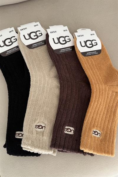 Pamuklu Havlu Kumaş Logolu Çorap