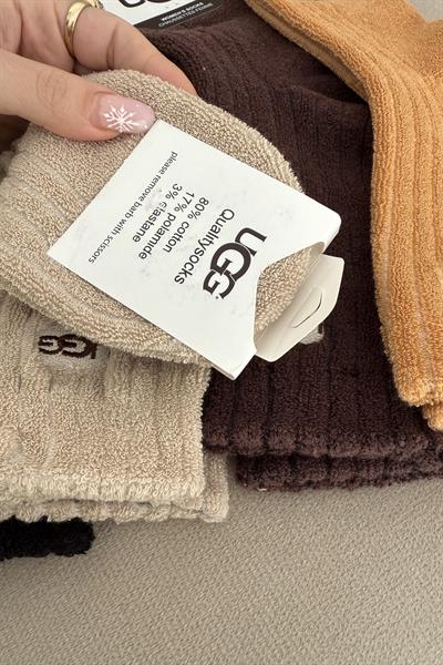 Pamuklu Havlu Kumaş Logolu Çorap