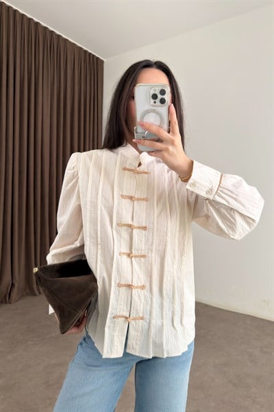 Pankou Kapamalı Pileli Gömlek