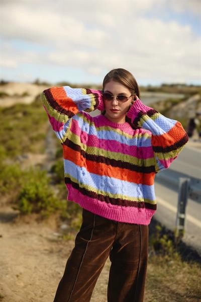 Pembe Çizgili Orijinal Marka Kazak