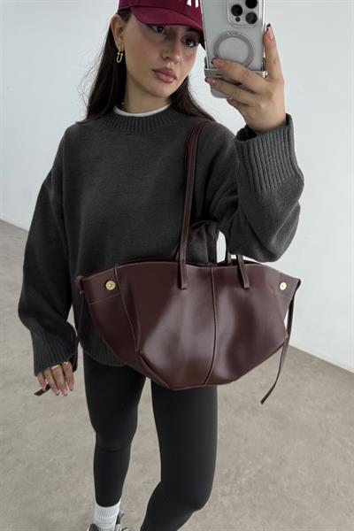 Pln Model Uzun Kısa Kol Askılı Çanta Bordo