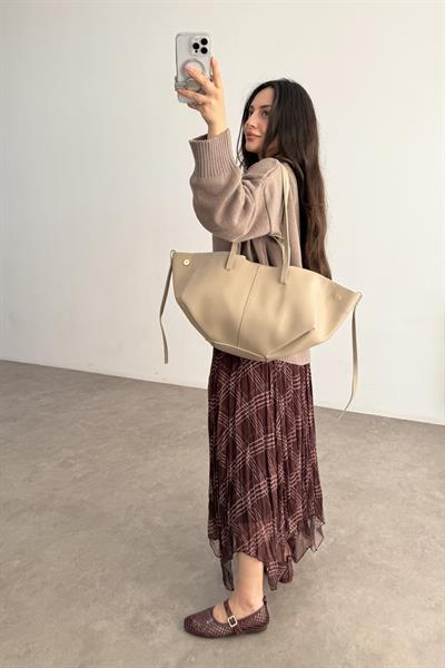 Pln Model Uzun Kısa Kol Askılı Çanta Bej
