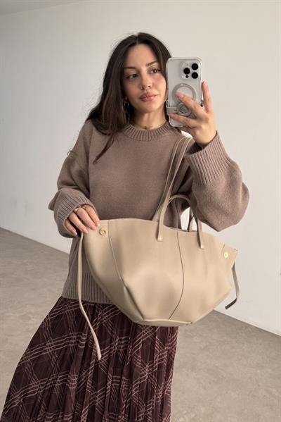 Pln Model Uzun Kısa Kol Askılı Çanta Bej