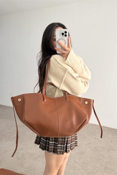 Pln Model Uzun Kısa Kol Askılı Çanta Taba